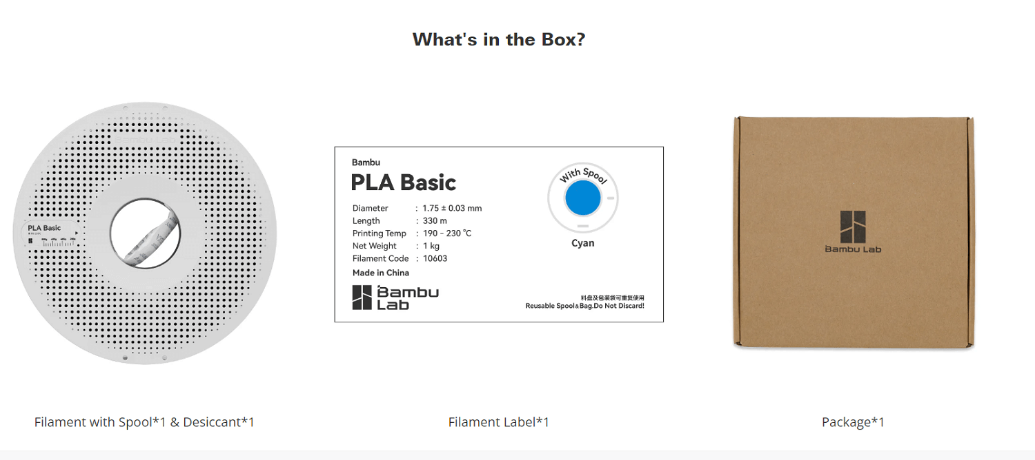 Bambu PLA Basic Filament packing